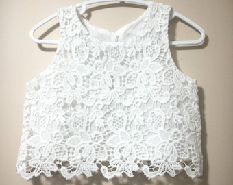 Lace, cotton lace, crop top, white lace top, boho lace top, lace top, boho, spring top, summer top, girl top, lace, off white