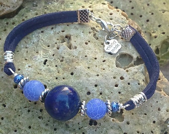 Items similar to Lapis Lazuli Bracelet and Armband in Blue, Orange, and ...