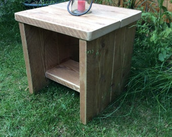 wooden wood side table reclaimed rustic chunky upcycle bespoke