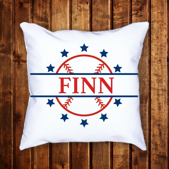 Personalized Baseball Theme Throw Pillow / 14x14 inch square
