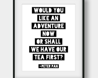 Hand Lettered Watercolor Painting Print Peter Pan Adventure