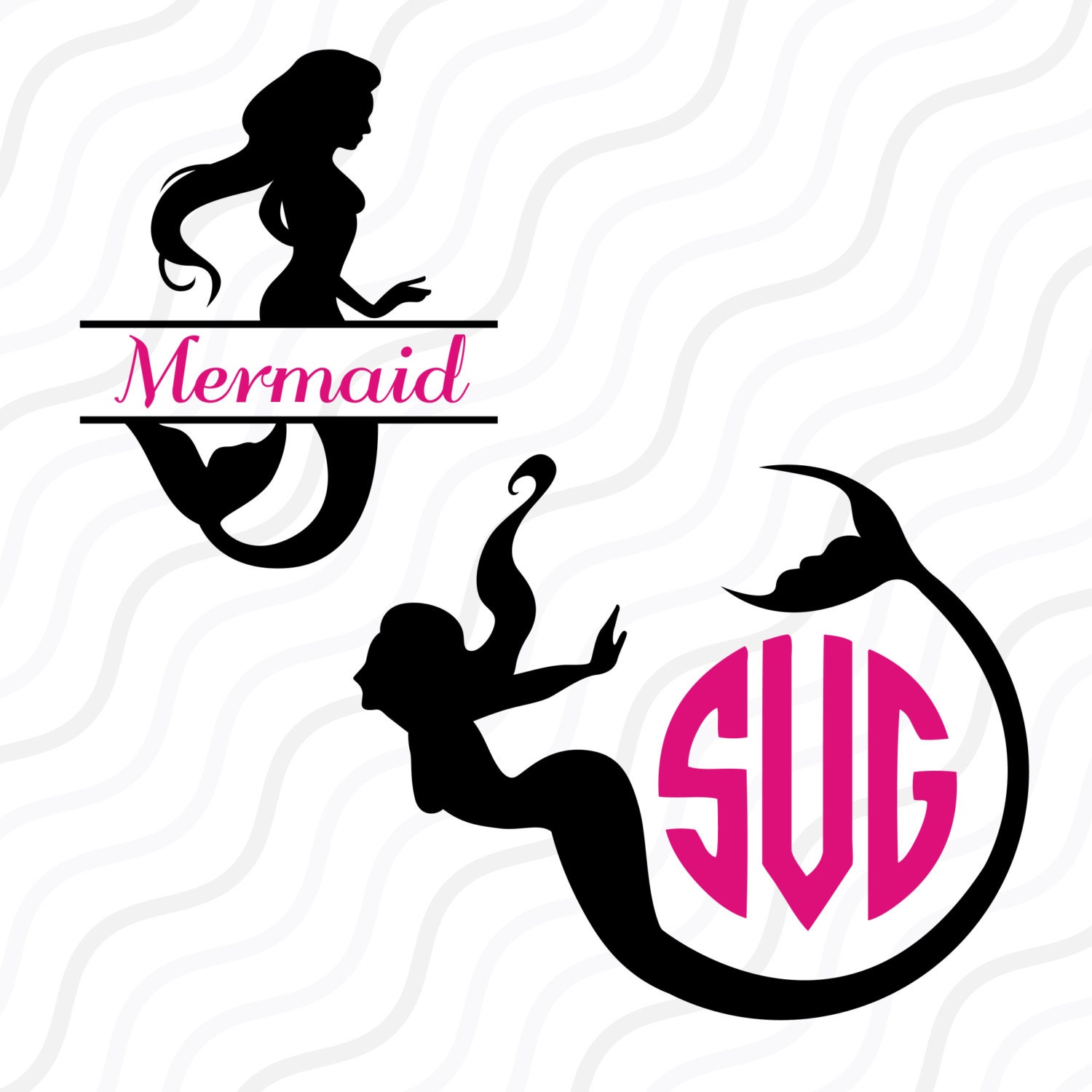 Download Mermaid SVG, Split Mermaid SVG, Mermaid Monogram SVG Cut ...