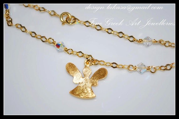 Angel bracelet 925 sterling silver gold plated fine jewellery Swarovski crystals in chain best Ideas gifts for her christmas lakasa e shop