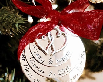 Personalized first christmas married ornament first christmas as Mr. and Mrs. Our first christmas together wedding date ornament custom