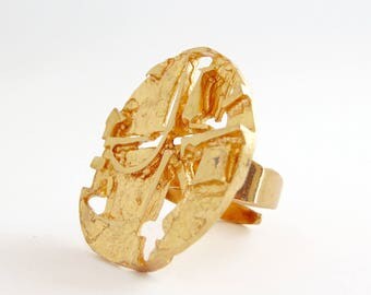 Jorma Laine for Turun Hopea vintage gilt bronze ring