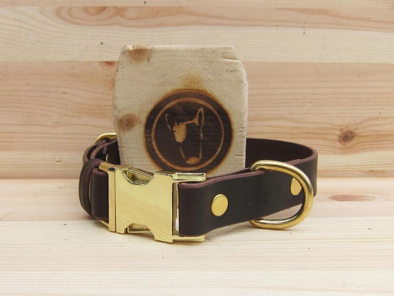 Brown Leather Dog Collar - Adjustable Dog Collar - Comfortable Collar - Colored Dog Collar - Italian Veg Tan Leather - Handmade Dog Collar