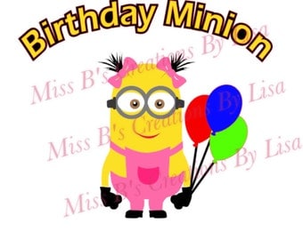 Girl Birthday Minion svg studio file studio3