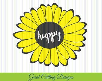 Sunflower SVG Cut happy svg DXF cut file Cricut svg Silhouette svg Vinyl Cut File Digital cut file Cricut cut file Silhouette dxf t shirt