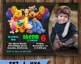 Winnie the Pooh invitation winnie the pooh birthday invitation winnie the pooh party invite card piglet tigger printable supplies ticket svg
