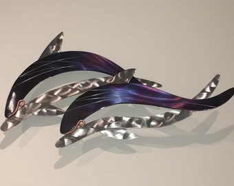 Double Dolphins Metal Wall Art - XIO106