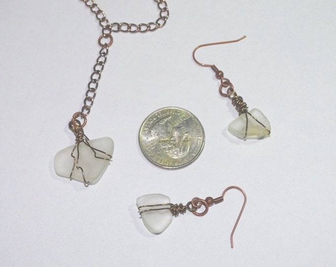 Delicate Y necklace - Y necklace for Women - Mermaid Tear - Necklace - Wire Wrap - Beach Glass Y Necklace - Drop Earrings