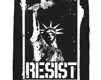 Liberty Resist Cloth Back Patch, Statue Of Liberty Back Patch, Raw Edge Patch, Political Patches, Protest Patches, Black Canvas Back Patch