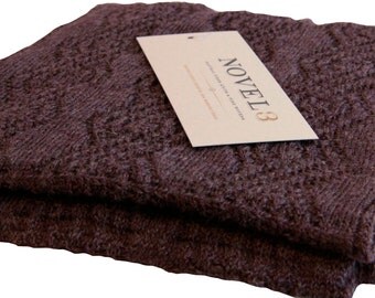 Alpaca-Merino Cable Knit Infinity Scarf /Huacaya / Wool / Purple / Wrap / Natural / Fiber / Winter