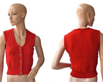 Vintage women wool vest red