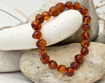 Amber Teething Anklet- Lovely Cognac Colour
