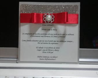 Bow and stone wedding invitations