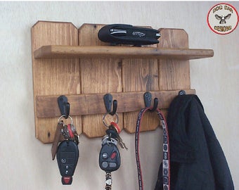 Key Rack|Key Holder for Wall|Key Rack with Shelf|Wall Key Holder|Rustic Key Hanger|Key Organizer|Entry Way Organizer|Leash and Key Holder