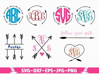 Arrow Svg Arrow Monogram Svg Circle Arrow Svg Monogram Frame Svg Tribal Hand drawn Tribal arrows SVG digital cut file