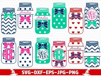 Mason Jar Svg, Mason Jars, Circle Monogram Frames, Chevron, Split Monogram HeartMonogram Frames