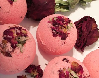 Rose Petal Fizziez - Rose Petal Bath Bombs - Flower Petal Bath Bombs - Flower Bath Bombs - Flower Bath Fizzy - Rose Bath Fizzy - Rose Bath