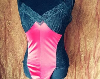 Vintage Red and Black Lace Bodysuit S/M