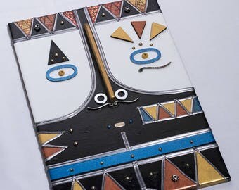 Tile art. Hand made ceramic piece inspired by ancient Egypt. King of the World