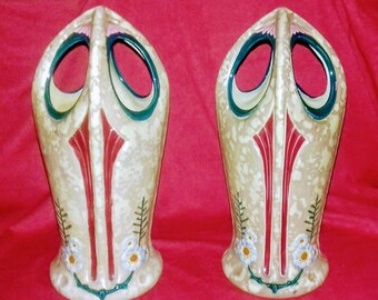 Set of 2 vintage 1950 ceramic vases