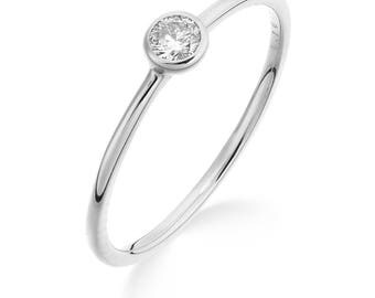 18ct gold diamond solitaire engagement ring (0.10ct) - bezel set