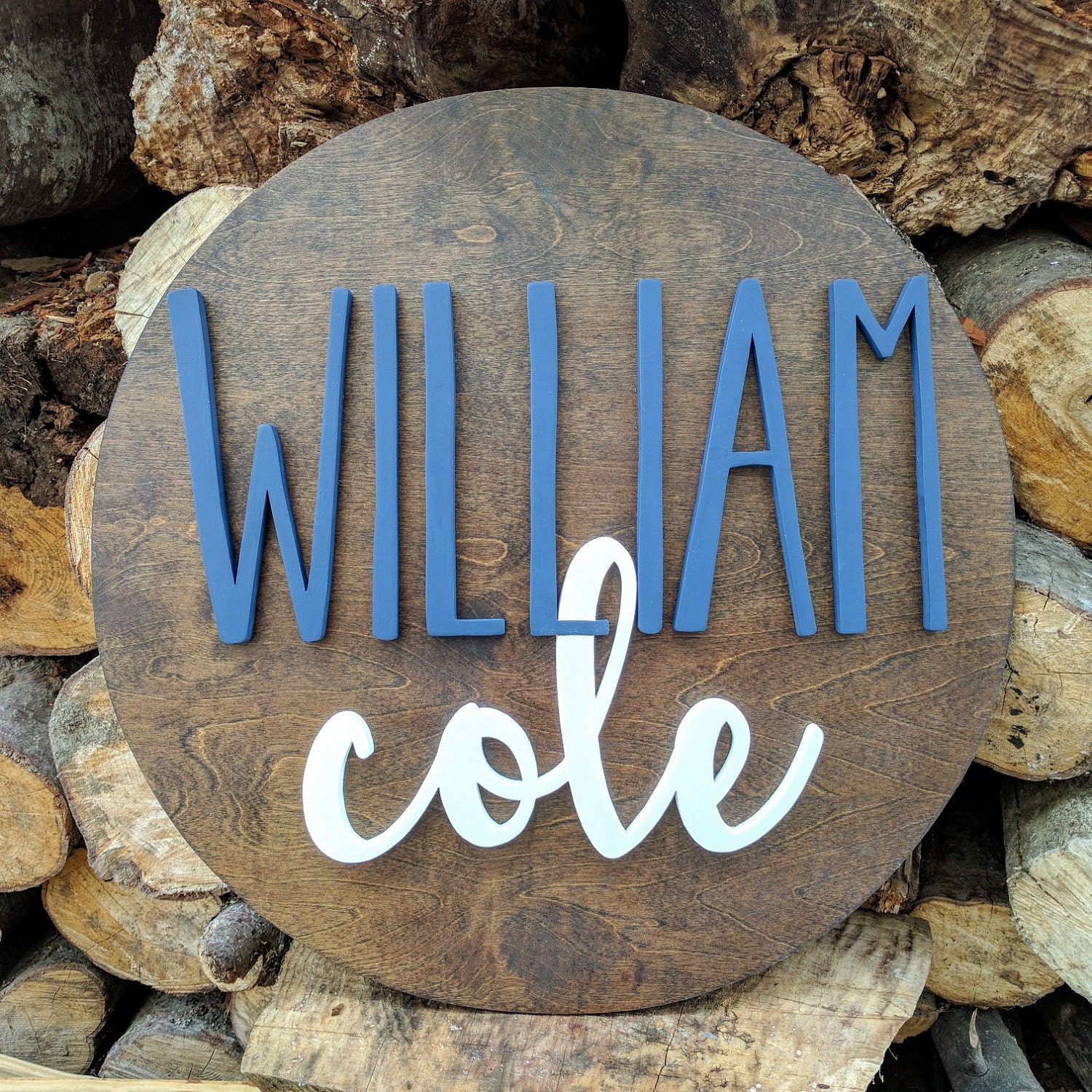 24 Round Custom Name Wood Sign Wood cut out Name cut