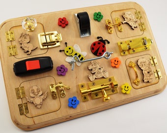 Latch board, Travel busy board, Toy for autism, Toddler busy toys, Mini activity board, Sensory board, Montessori kid toy, Toys for twins