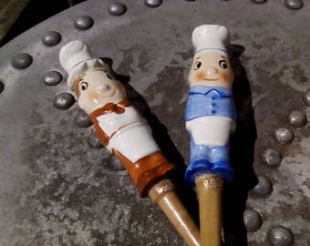 Fun ceramic salad servers, vintage salad servers, quirky salad tossers