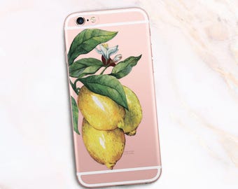 Lemon iPhone case, Clear Lemon phone Case, Fruit iPhone case, Lemon iPhone 6 Case Lemon pattern Lemonade Case iPhone 7 20
