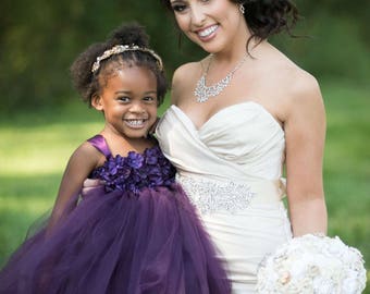 Eggplant Flower Girl Tutu Dress-Eggplant Tutu Dress-Eggplant Girl Tutu-Eggplant Birthday Tutu-Eggplant Wedding Tutu.