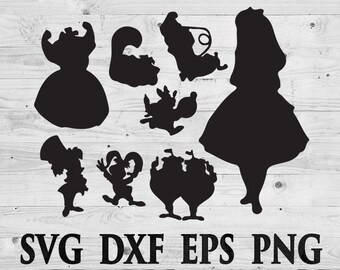 Disney Alice in Wonderland SVG Files Disney Silhouettes DXF Files Cutting files Cricut Silhouette