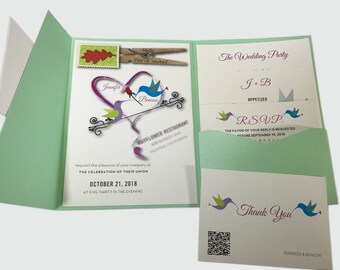 Hummingbird Wedding Invitation Suite - Wedding Invitation Kits - # 5A