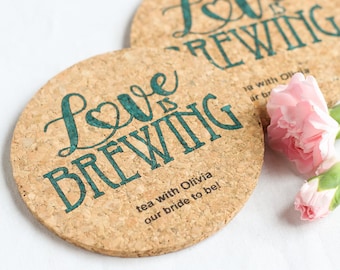 Personalized Round Cork Wedding Coasters