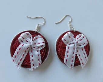 Earrings "Keya" red nespresso capsules and bow