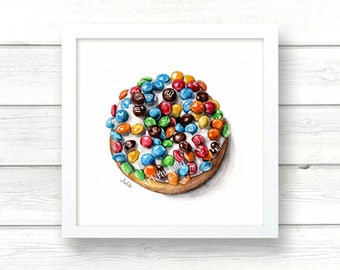 Donut illustration, wall art print, donut of watercolor print