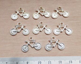 Bicycle Charms, set of Eight in a classic style. Biking Charms. Cyclist Charms, Vintage Bike Charms. UK Charm Seller