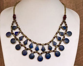 Lapis Necklace, Lapis Lazuli necklace, lapis lazuli Jewelry, Cassidy Bib Necklace, Ethnic Tribal Necklace, bohemian necklace, gypsy necklac