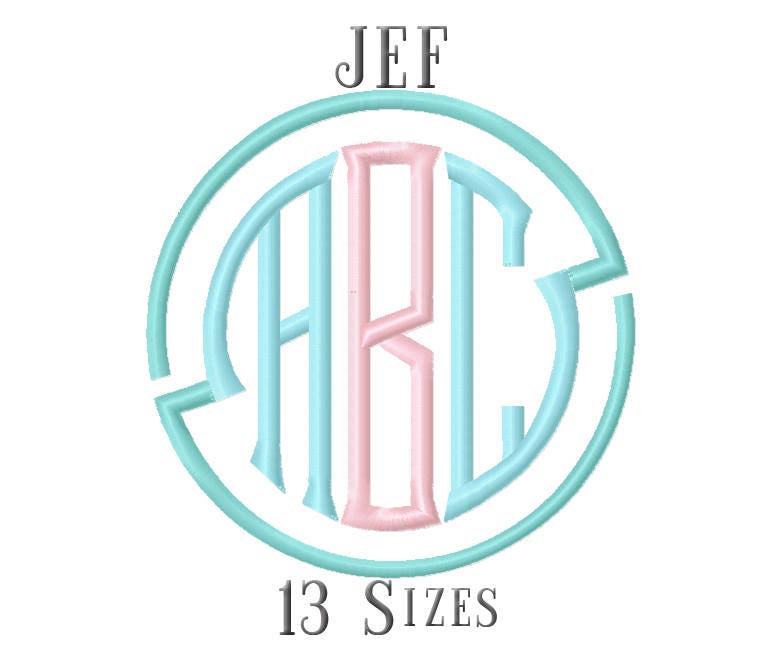 13 SIZE JEF Fonts Seal Monogram Embroidery Fonts Embroidery Designs