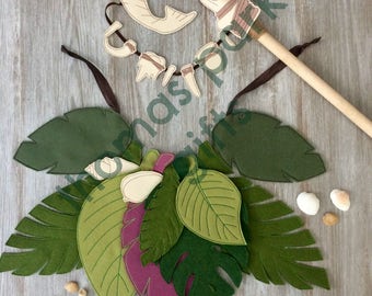 Moana Maui Costume, Maui Skirt, Maui Hook, Moana Tooth Necklace Demigod Fish Hook, Hawaiian Fish Hook, Maui Necklace, maui tooth necklace
