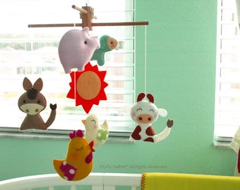 Free US Ship Musical Mobile Playhouse Farm, Country Home Decor, Barnyard Animals Theme, Farm Country Theme Room, Modern Baby Nursery Decor