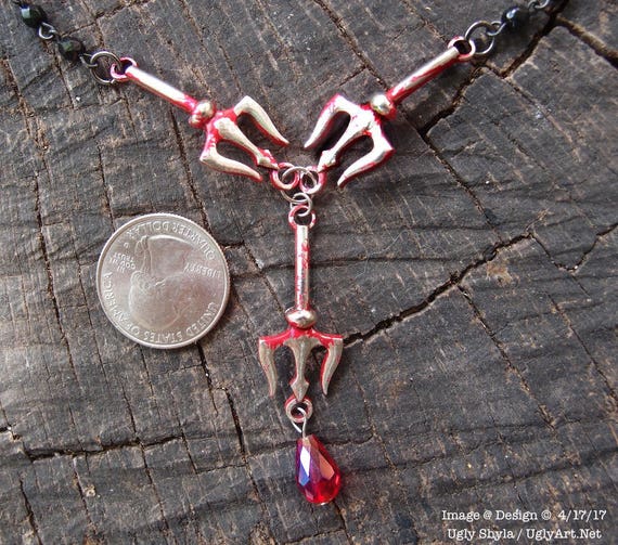 Pomba Gira Pitchfork Necklace by Ugly Shyla Patron Goddess of