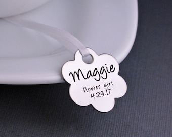 Gift for Flower Girl, Flower Girl Basket Charm, Custom Wedding Bouquet Charm, Wedding Bridesmaid Gift
