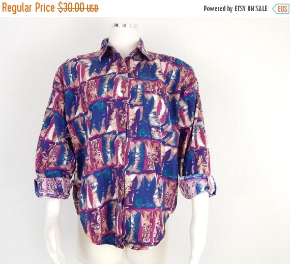 30% OFF Vintage 90s Oversized Button Up by SadieBessVintage