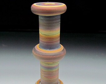 Glass Beads of Passion Lampwork Leah Deeb SRA - Earthy Rainbow Tie Dye Totem Focal