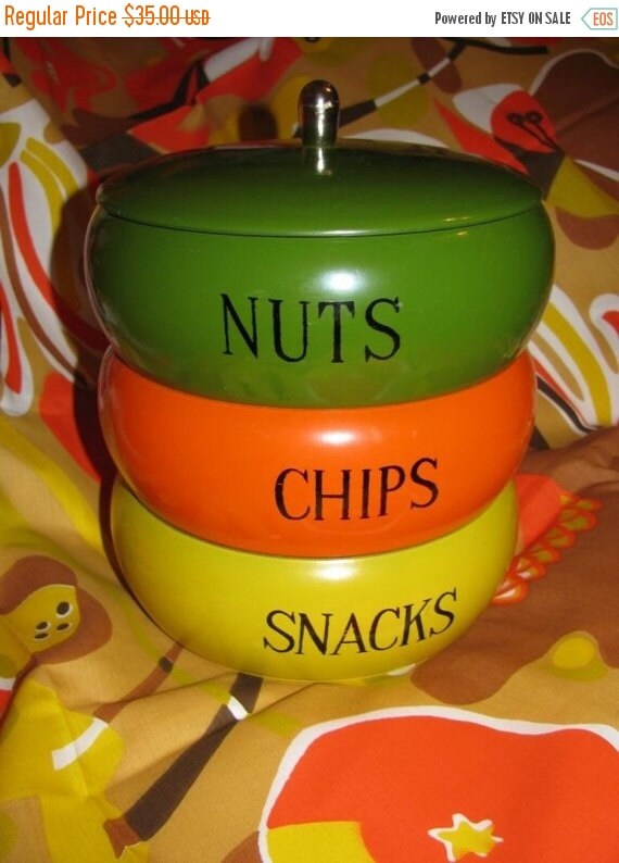 Snack Bowl Trio Set Vintage 1960's Chips Snacks by TheIDconnection