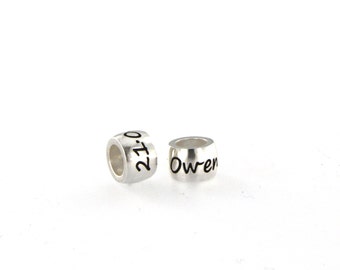 Personalized beads cursive font. Fits Pandora beads bracelets. .925 sterling silver. Any name word or symbol