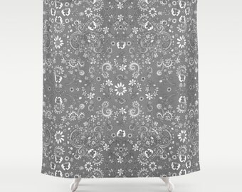 Shabby Chic Shower Curtain Grey Floral boho shower curtain shabby chic bathroom accessories floral hippy shower curtain grey shower curtains